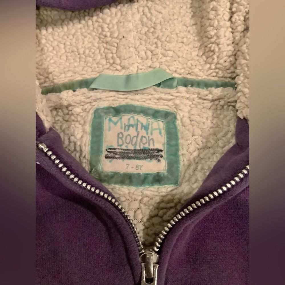 Mini Boden Sherpa Lined Hoodie purple | 7-8 Yrs boys girls kids children - Picture 3 of 6